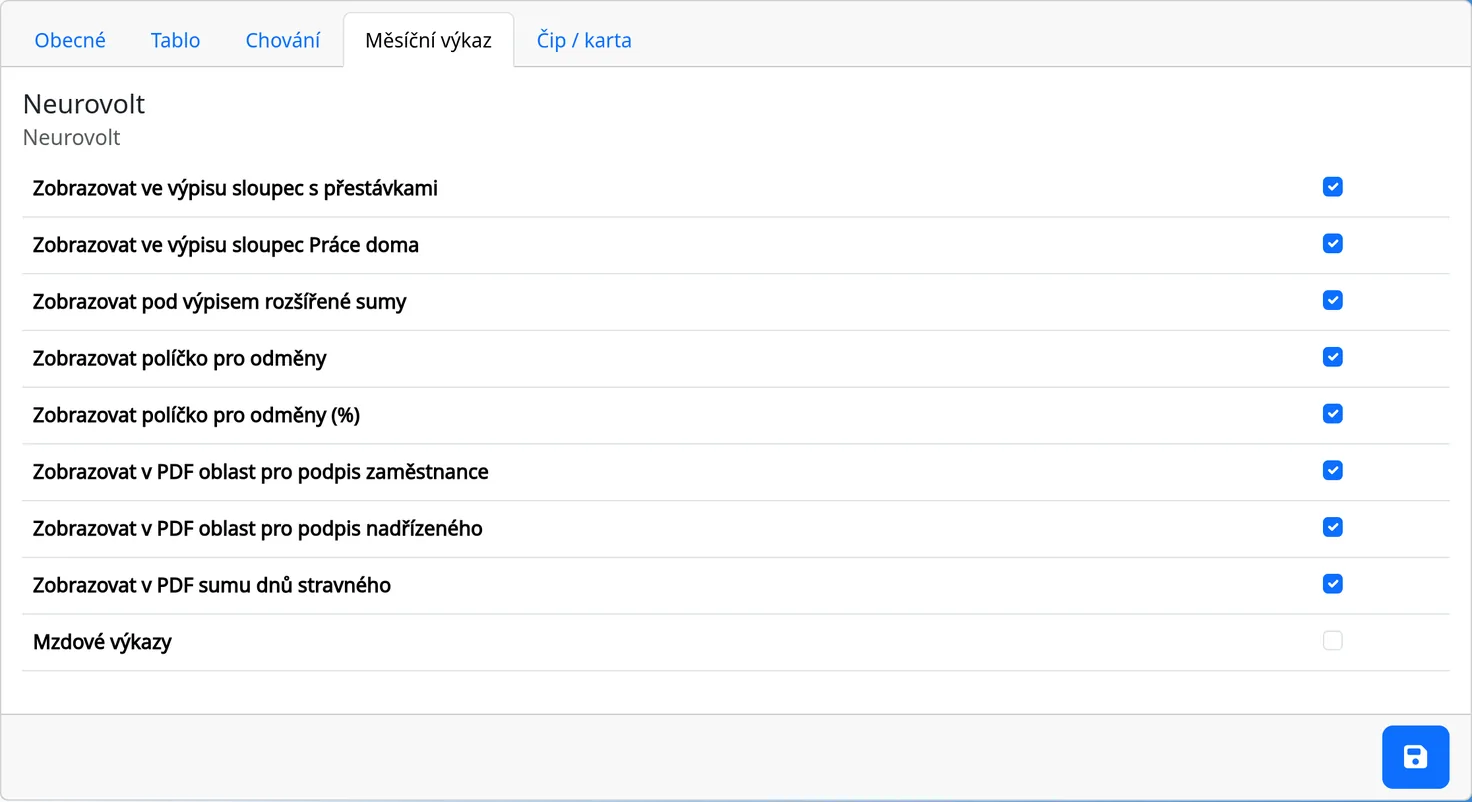 Admin → System, the Monthly sheet tab with the optional columns and signatures